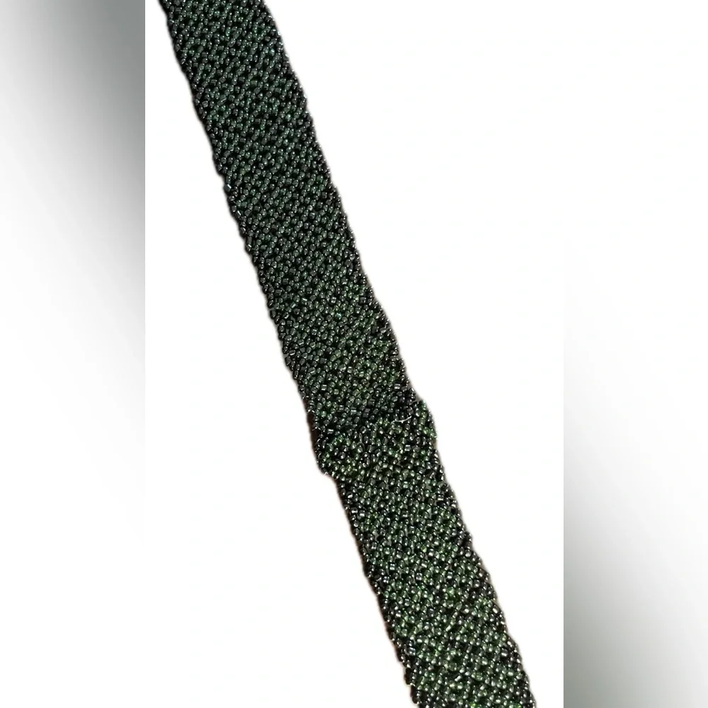 Beautiful beaded belt black and green beads floating belt loop bought in Mexico